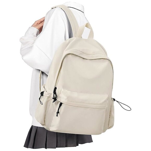 Handbags - School Backpack Beige Waterproof Bookbag Casual Lightweight Travel  A1-beige